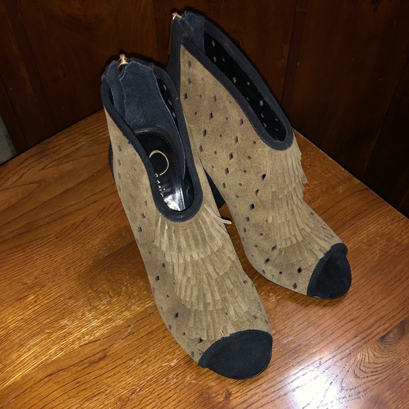 Jessica Simpson - Black + Green Suede Sandal Heal - Picture 3 of 4